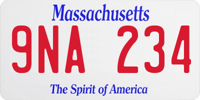 MA license plate 9NA234