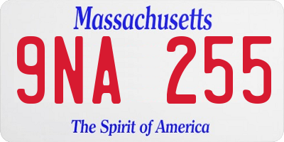MA license plate 9NA255