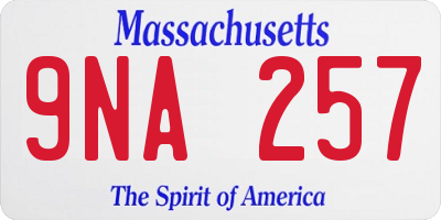 MA license plate 9NA257
