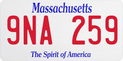 MA license plate 9NA259