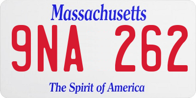 MA license plate 9NA262