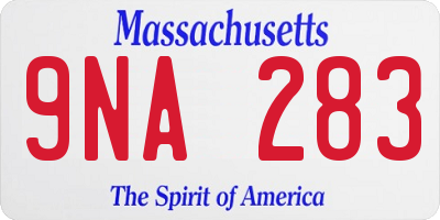 MA license plate 9NA283
