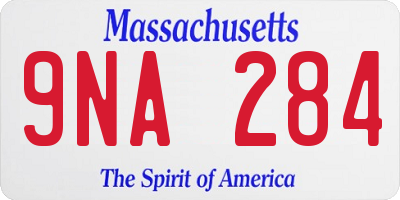 MA license plate 9NA284