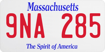 MA license plate 9NA285