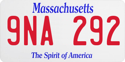 MA license plate 9NA292