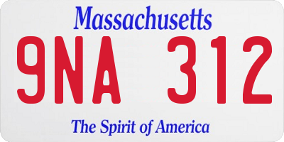 MA license plate 9NA312