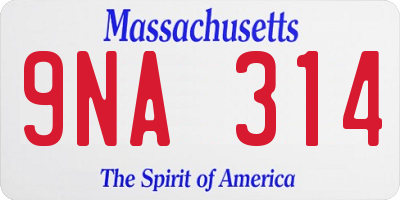 MA license plate 9NA314