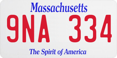 MA license plate 9NA334