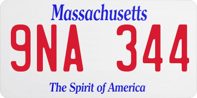 MA license plate 9NA344