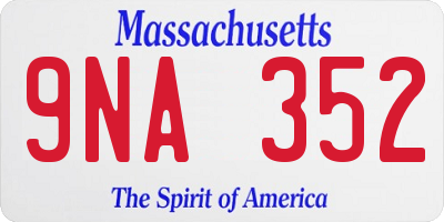 MA license plate 9NA352