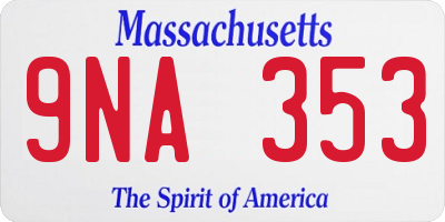 MA license plate 9NA353