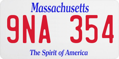 MA license plate 9NA354