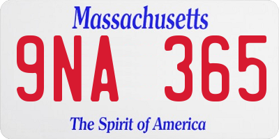 MA license plate 9NA365