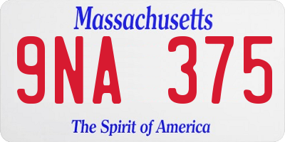 MA license plate 9NA375