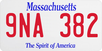 MA license plate 9NA382