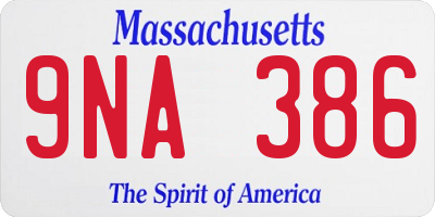 MA license plate 9NA386