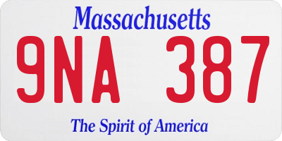 MA license plate 9NA387