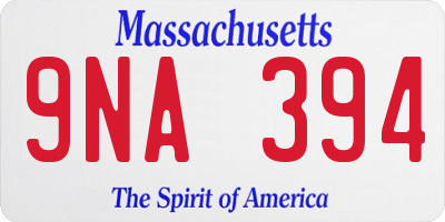 MA license plate 9NA394
