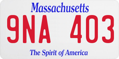 MA license plate 9NA403