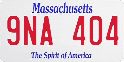 MA license plate 9NA404
