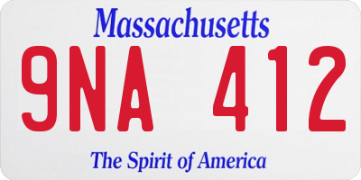 MA license plate 9NA412