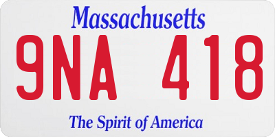 MA license plate 9NA418