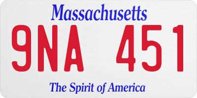 MA license plate 9NA451