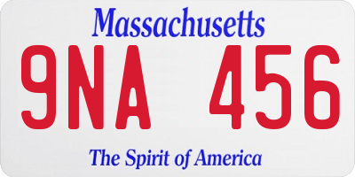 MA license plate 9NA456