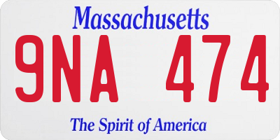 MA license plate 9NA474