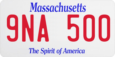 MA license plate 9NA500