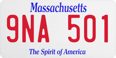 MA license plate 9NA501
