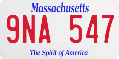 MA license plate 9NA547