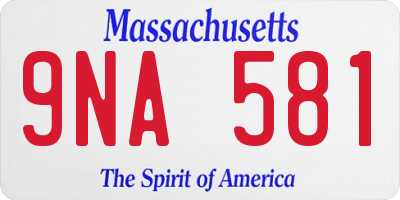 MA license plate 9NA581