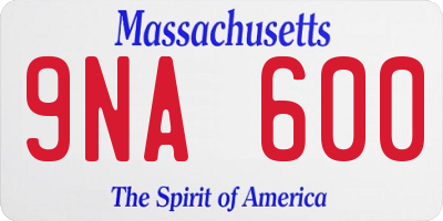 MA license plate 9NA600