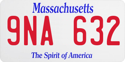 MA license plate 9NA632