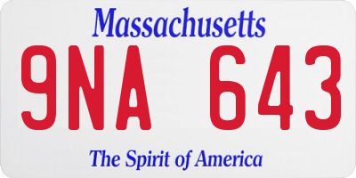 MA license plate 9NA643