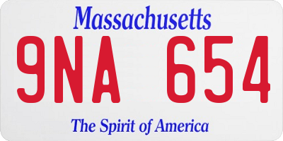 MA license plate 9NA654