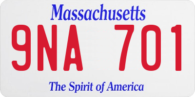 MA license plate 9NA701