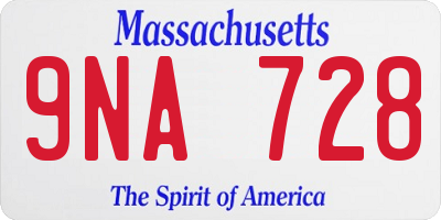MA license plate 9NA728