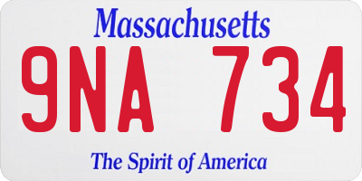 MA license plate 9NA734