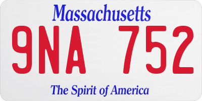 MA license plate 9NA752