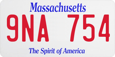MA license plate 9NA754