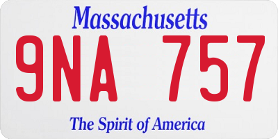 MA license plate 9NA757