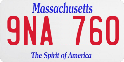 MA license plate 9NA760