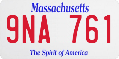 MA license plate 9NA761