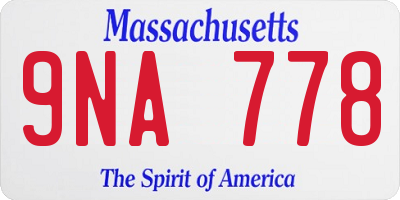MA license plate 9NA778