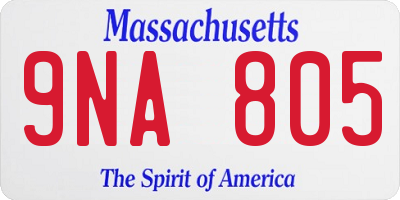 MA license plate 9NA805