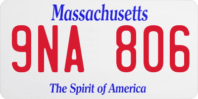 MA license plate 9NA806