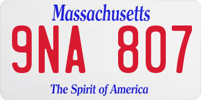 MA license plate 9NA807