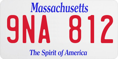 MA license plate 9NA812